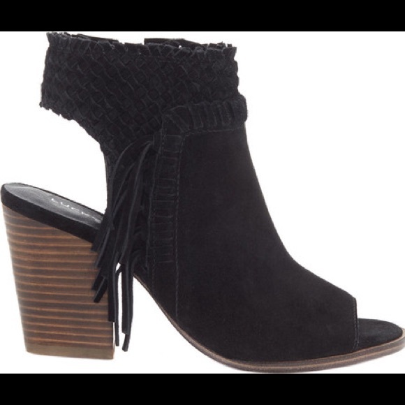 ❤️Lucky Brand ❤️Black suede open toe size 11 shoes - Picture 2 of 5